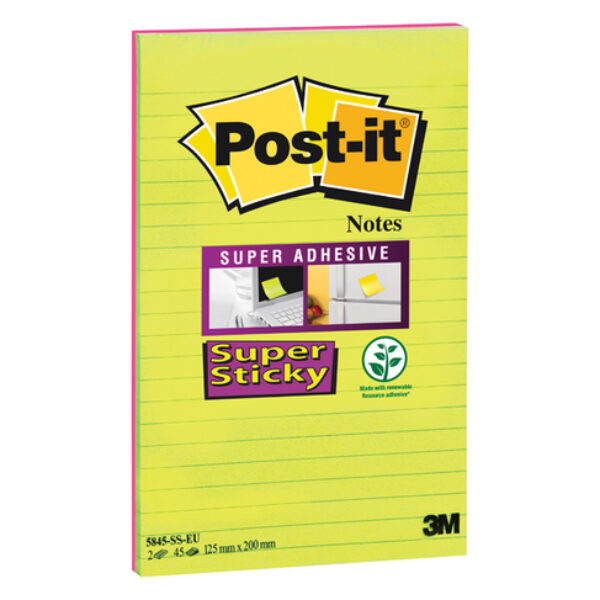 BLOC POST IT REPOSIT 125/200 FLUO LIGNE PQT2