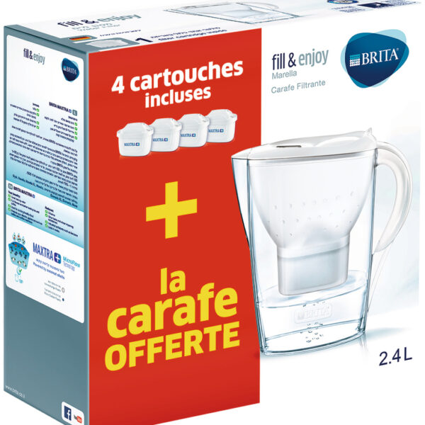 CARAFE MARELLA BLANCHE BRITA + 4 CART 1040716 CARAFE OFFERTE