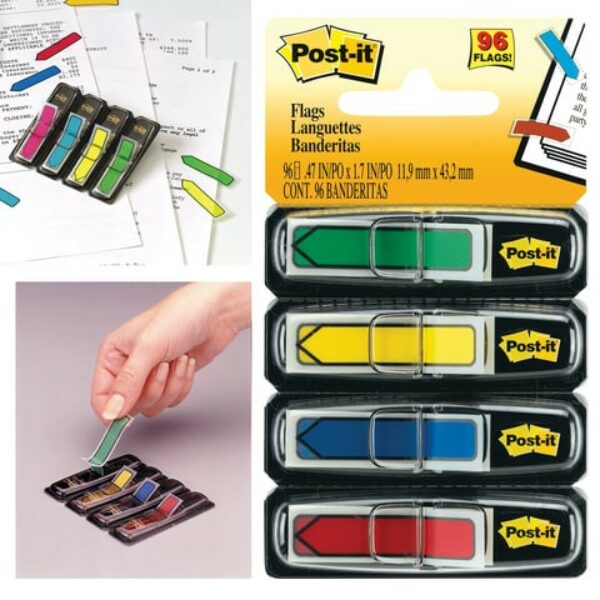 MARQUES PAGES POST IT FLECHE 11.9X43.2MM PASTEL RGE BLEU JAUNE VERT