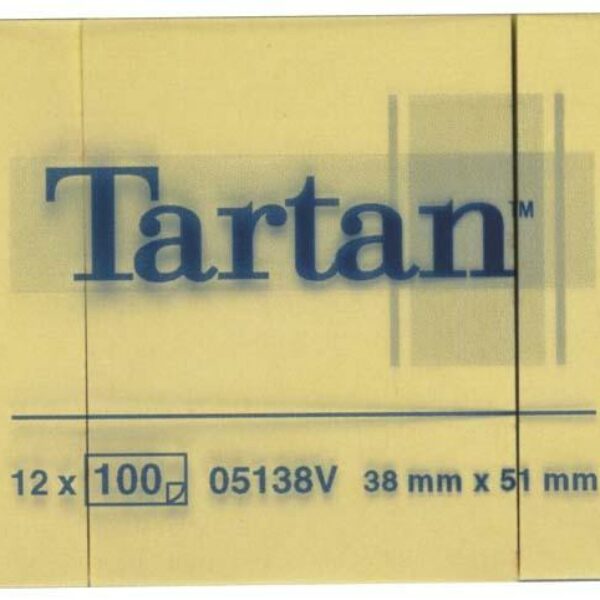 BLOC POST IT 38X51 TARTAN JAUNE LOT DE 12