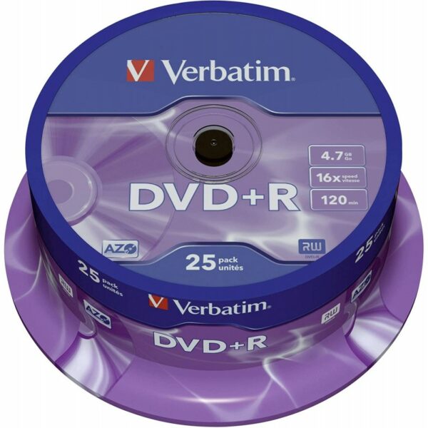 DVD+R 4.7GB VERBATIM16X SPINDLE 25 REF 43500