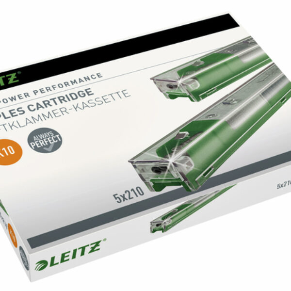 AGRAFES K10 CARTOUCHES LEITZ BTE DE 5 CASSETTES (VERT-41-55 pages)