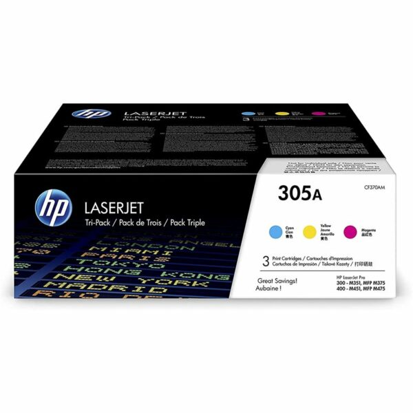HP 305A – PACK DE 3 TONERS COULEURS 1XC+1XY+1XM (CE411-12-13)