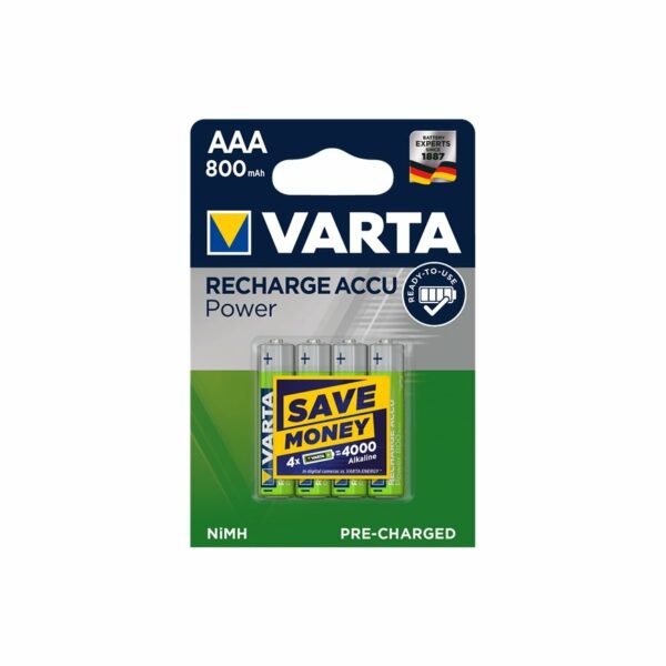 PILES RECHARG VARTA HR03 AAA NIMH 800MAH  X4