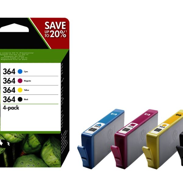 HP 364 – PACK 4 CARTOUCHES 3 CLRS + NOIR