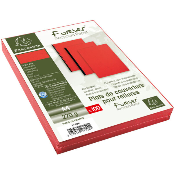 COUVERTURE GRAIN CUIR A4 ROUGE 250G X100