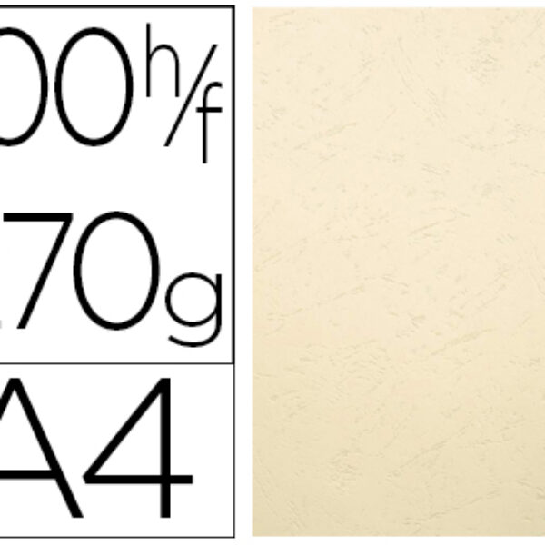 COUVERTURE GRAIN CUIR A4 IVOIRE 250G X100