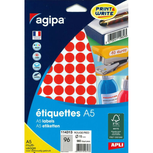 POCH PASTILLES 15MM ROUGE AGIPA