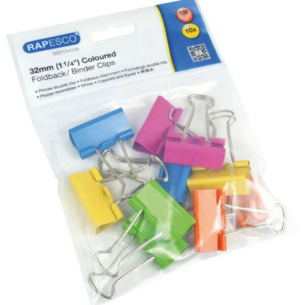 PINCE DOUBLE CLIP 32MM BTE DE 10 RAPESCO ASS