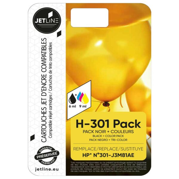 HP 301 – PACK 2 CLR+NR   6/9ML  JETLINE