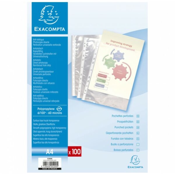 POCHETTES PERFOREES 5/100 LISSE BTE 100