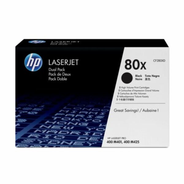 HP 80X – PACK DE 2 TONERS NOIR – 6 900 P