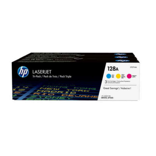 HP 128A – PACK DE 3 TONERS COULEURS 1XC+1XY+1XM (CE321-22-23)
